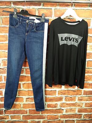 GIRL bundle age 12 LEVI'S 710 Caviglia SUPER SKINNY jeans Glitter & BLACK TOP 152CM
