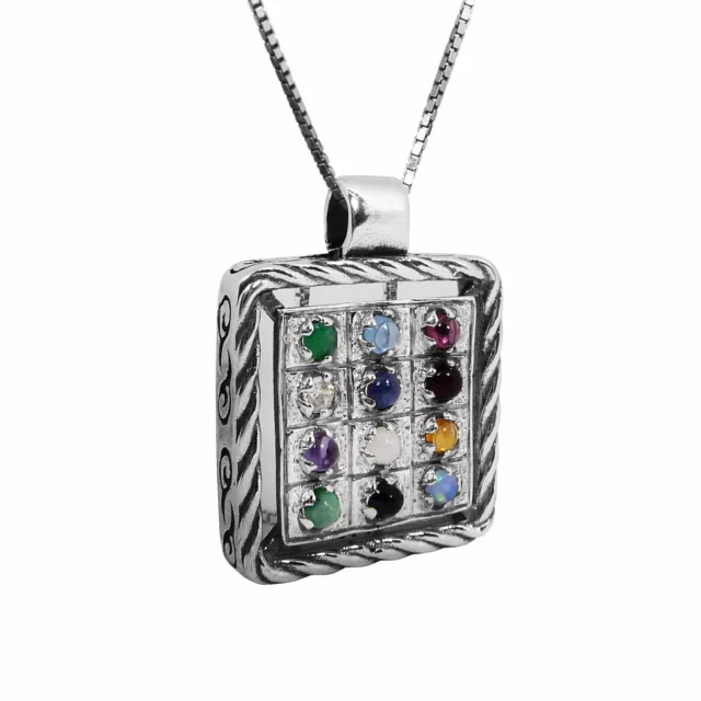 Cabala Pendant The Pectoral Priest Hoshen Crystals Cz Silver 925 Jewerly