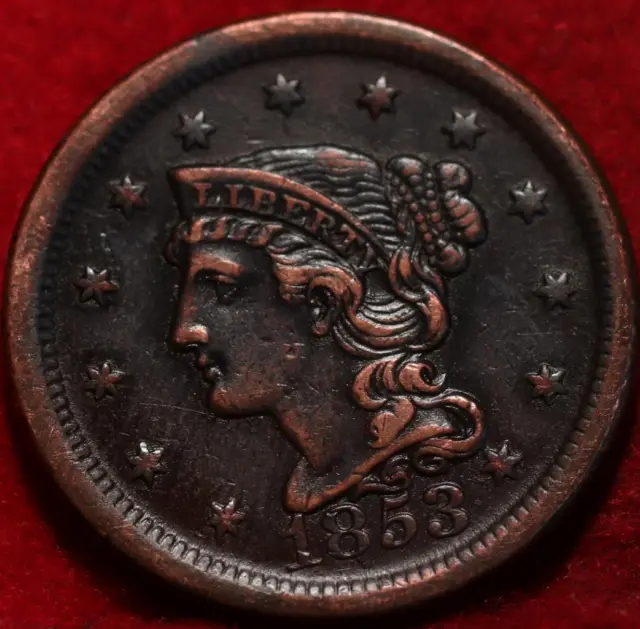 1853 Philadelphia Mint Copper Braided Hair Large Cent