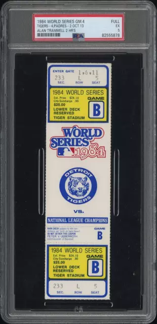 Gm 4 Trammell 2 Hr'S - Ticket 1984 World Series Gm.4 Detroit Tigers Padres PSA 5
