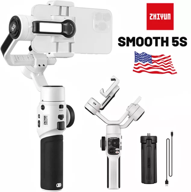 Zhiyun Smooth 5S White 3-Axis Gimbal Stabilizer for Smartphones iPhone 14 13 12