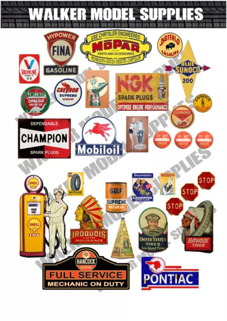 1:24 SCALE Pre-cut Garage signs/logos Matte stickers/ diorama/model 1 £5.95  - PicClick UK