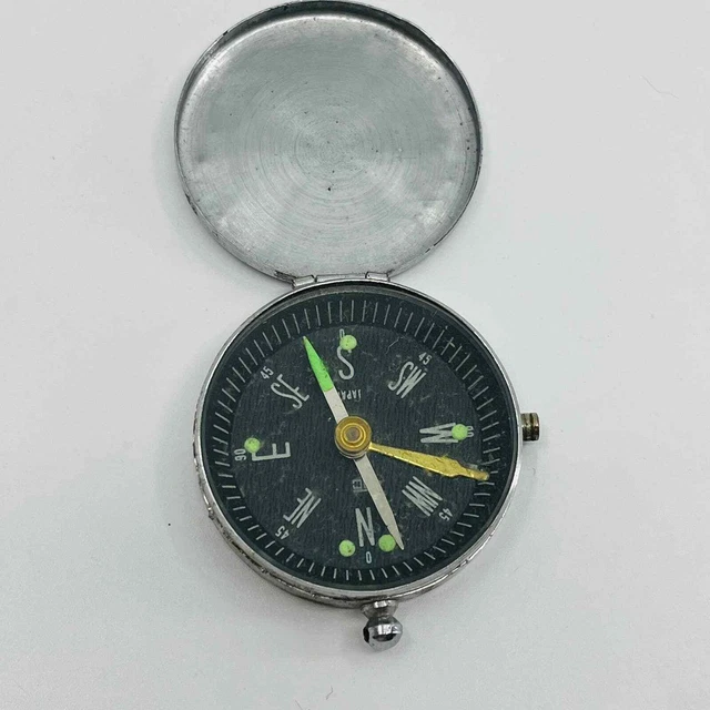 Vintage Chrome Monogrammed “D” Pocket Compass w/ Lid SB3