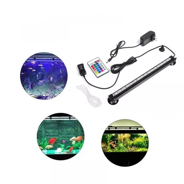 Underwater Aquarium Air Bubble LED Light Fish Tank RGB Submersible Lamp + Remote 8