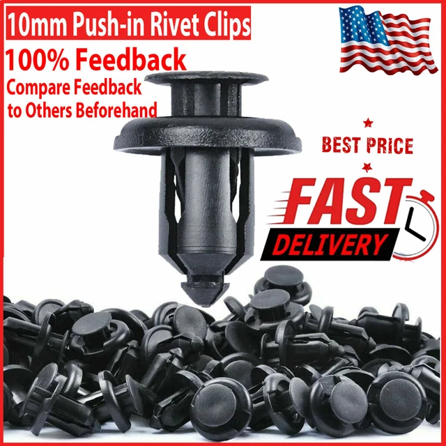 100PCS 10MM BUMPER Clips RETAINER Rivet Fastener Car Fender Push Pin