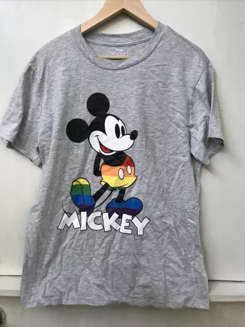 Disney Rainbow Mickey Mouse T Shirt LGBTQ Gray Unisex Size L Large
