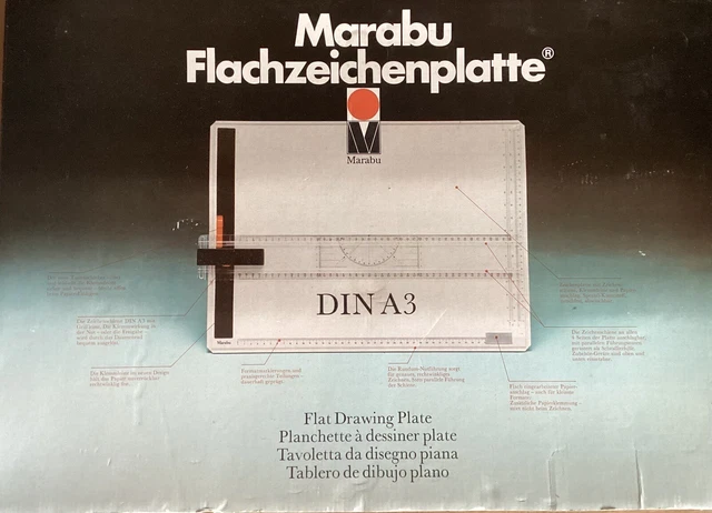 Marabu Flachzeichenplatte DIN A3 mit Zeichenschiene und Aristo Rechenstäbe