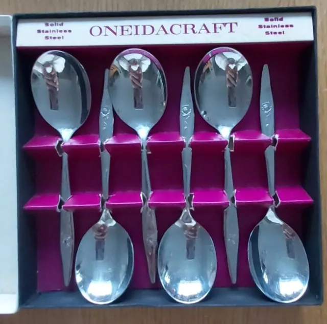 Oneida Stainless Steel Fruit Spoons. Vintage. Original box