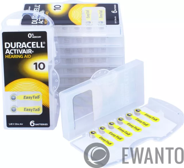 60 x Duracell Activair Hörgerätebatterien 10 Hearing 24610 6118 10 Blister