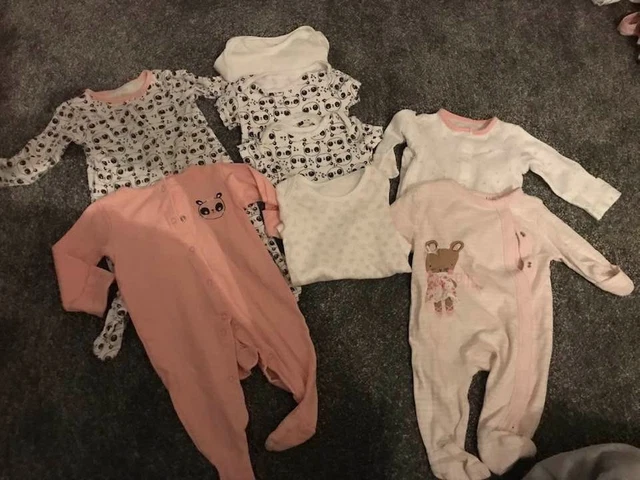 pink baby clothes bundle 0-3 months Girl boy sleepsuit Babygrow Vest