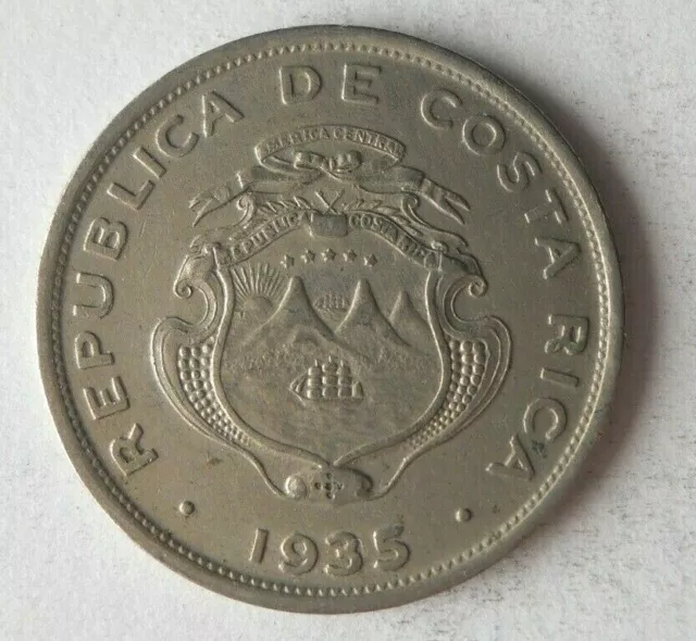 1935 COSTA RICA 25 CENTIMOS - Collectible Coin - FREE SHIP - Bin #339