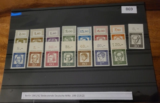 Berlin DS  "Bedeutende Deutsche" postfrisch ** komplett mit Oberrand OR  B69