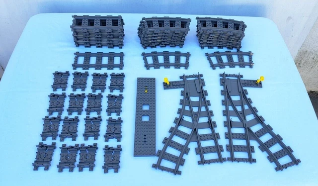 Lot De Divers Rails Lego Train : Droits,Courbes,Aiguillages,Flexibles..