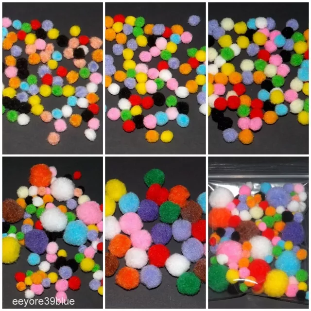 POM POMS 6, 8, 10, 20mm or Mixed Colours & Sizes School 3D Christmas Fun Crafts