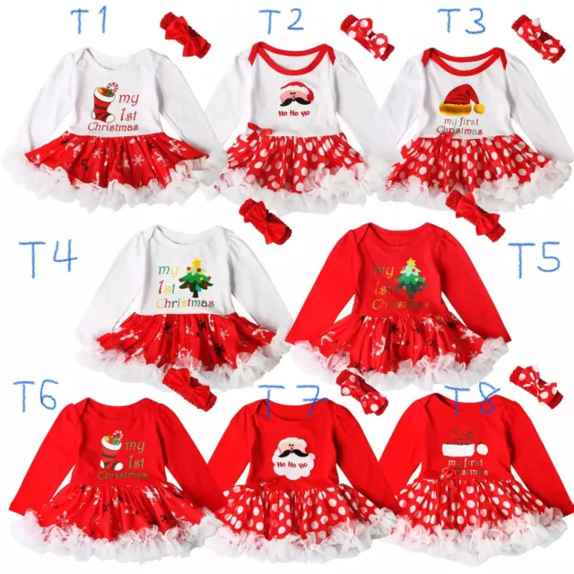 Abiti abito neonata bambina il mio primo Natale Romper set costumi Natale