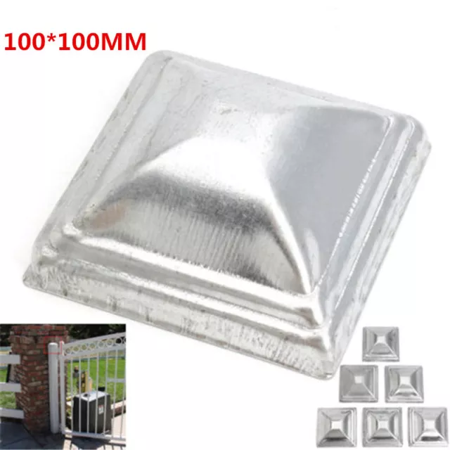 Galvanized Steel Square Post End Cap Pyramid Top Pool Fence Tube Cover 100x100mm