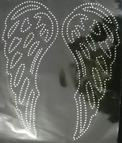 HUGE GOTHIC FAIRY angel WING Clear IRON-ON hotfix RHINESTONE  transfer applique