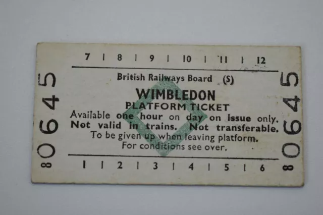 British Railways Board (S) Platform Ticket WIMBLEDON No 0645 - FEB 80