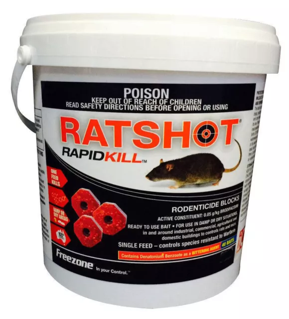 iO Ratshot Red Rapidkill Rat Mouse Rodent Poison Bait Blocks One Feed 8 kg