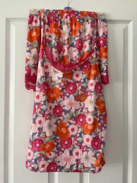 Ladies Women’s Primark Cami Strap Top & Shorts Floral Pyjama Set Size XL 18-20