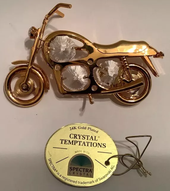 Crystal Temptations 24k Gold Plated Motorbike Figurine with Swarovski Components