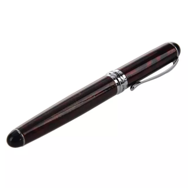 X750 Deep Red Pen Medium Fine Nib Ink Fountain Pen Office Business M4O6