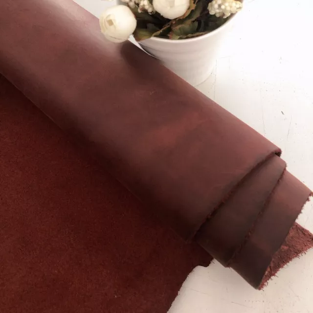 2.0mm Thick Mahogany Crazy Horse Full Grain 100% Real Cowhide Leather Sheets