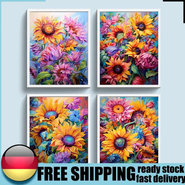 Bimkole 5D Diamond Painting Kit - Girasole E Farfalla, Quadro Fai Da Te Con Strass, Tela 30x40cm, Completo Di Strumenti - copertina