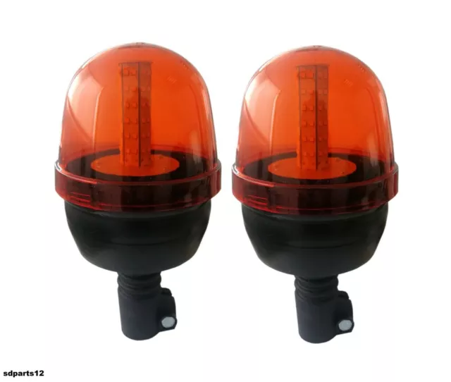 Lot de 2 Gyrophares LED Balise Urgence Orange Rotatif pour Véhicules de Secours