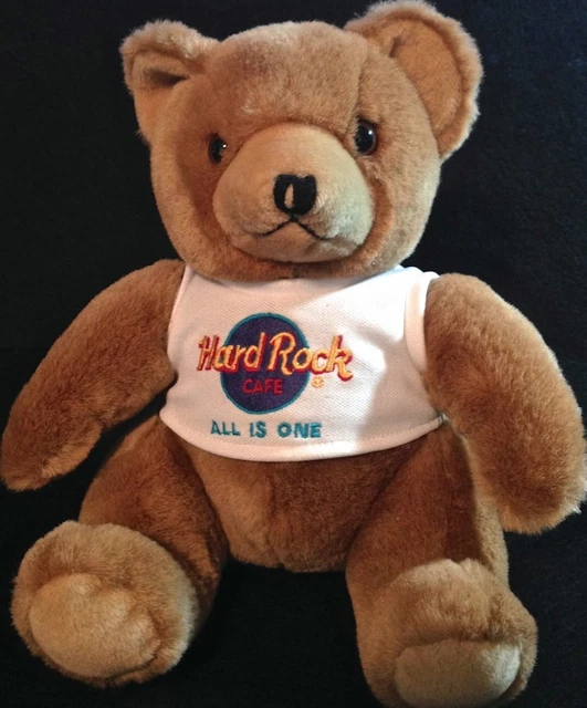 Hard Rock Café " Tout Est Un " 1990s Ours en Peluche W/ Fluo Hrc Logo Tee