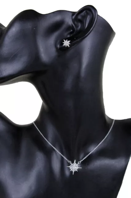 Women Fashion Jewelry Set Silver Metal Chain Bling Star Cute Special Necklace
