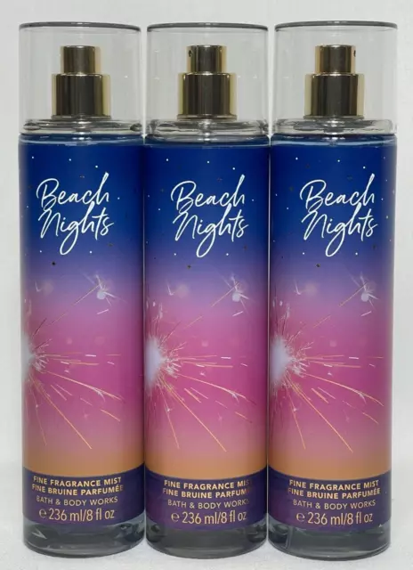 NEW Bath & Body Works Beach Nights 3pc Set Full Size Fragrance Mist 8oz Spray