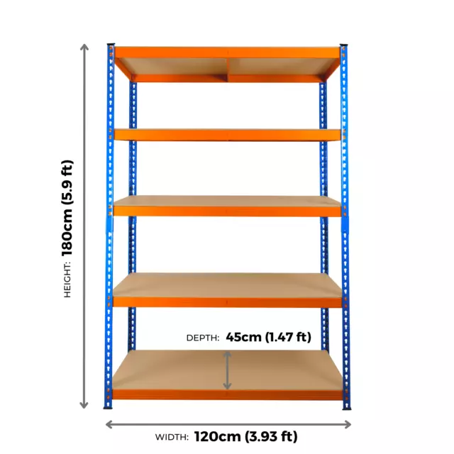 Garage Racking 5 Tier Shelving Unit Boltless Heavy Duty Metal Shelf Shed Storage