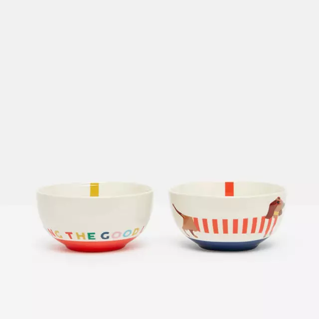 Joules Brightside Cereales Bols Conjunto De 2 - Desayuno Porcelana Fina Fuente