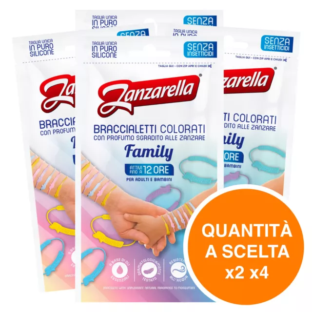 Zanzarella Family Braccialetti Repellenti Anti Zanzare Comuni Tigre 12h Colorati