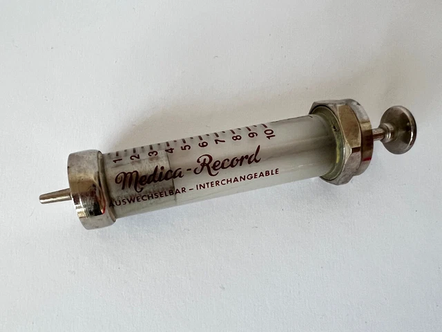 Glasspritze/ Glaskolbenspritze/ Arztspritze/ Medica Record 10ml Vintage 3
