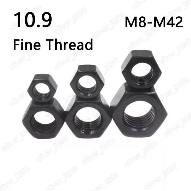 Fine Thread Black 10.9 Steel DIN934 Hexagon Nuts Hex Nuts M8 M10 M12 M14 M16-M42