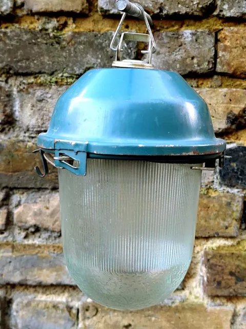 Vintage USSR Soviet Made Industrial Hanging Lamp. Indoor/Outdoor. Weatherproof