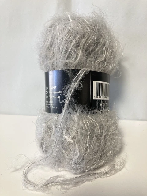 Lot De 10 Pelotes De Laine Fourrure Grise - Fil Argenté - Fabriqué En France - Pour Tricot Et Crochet