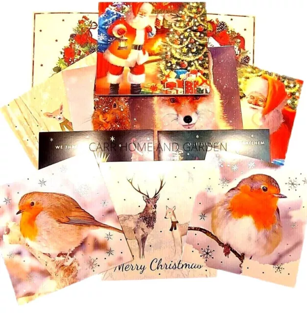 Bumper Pack Of 10 Assorted Luxury Christmas Cards In Box With Envelopes New 2023