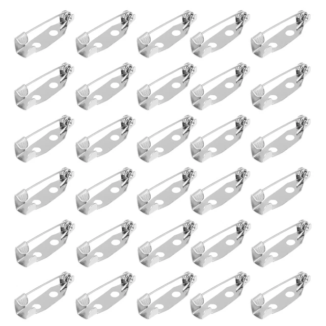 50 Pcs Stift Metall Dekorative Etiketten Brosche Sicherheit Silver