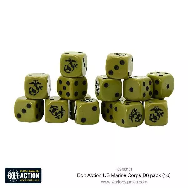 Warlord Games Bolt Action US Marine Corps W6 D6 Dice Pack (16) USMC Würfel Army