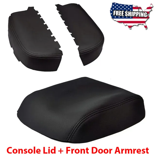 Fits 09-15 Honda Pilot Center Console Lid Front Door Armrest Vinyl Cover Black