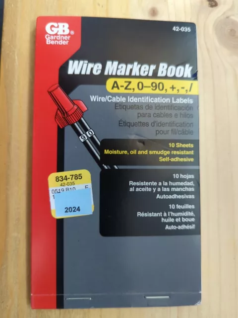 New GB#42-035 Wire Marker Booklet Numbers 0-90 10-Sheet Gardner Bender ID Labels