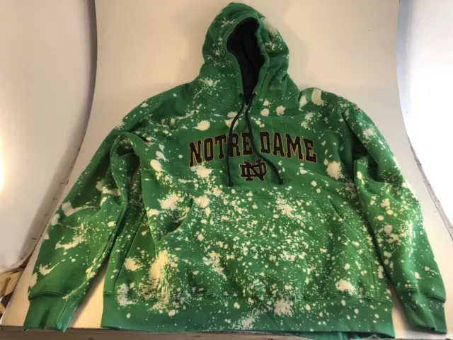 Notre Dame Green Tie Dye Pullover Hoodie Sweatshirt Sz M Medium