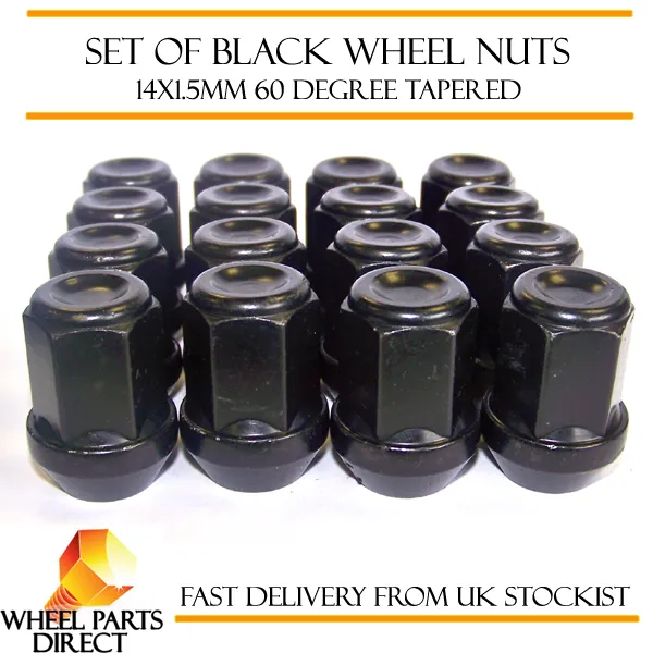 Alloy Wheel Nuts Black (16) 14x1.5 Bolts for Land Rover Discovery [Mk3] 04-09