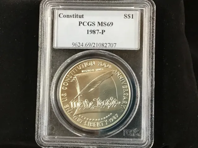 1987-P Constitution Commemorative Silver Dollar PCGS MS69 Gem BU B0455