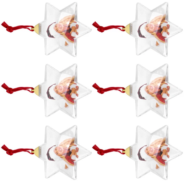 6 pz Ciondolo Palla Fotografica Cornice Natale Ornamenti Artigianato Imbottito