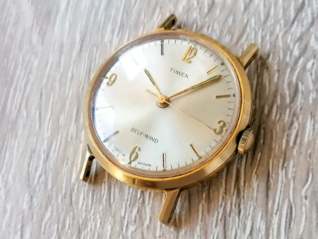 Herren Uhr TIMEX Automatic 34mm vintage mechanical WATCH Gold Tone For Repair