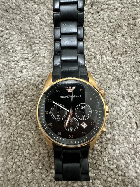 LUXURY AR5905 GENUINE Emporio Armani Ar5905 Rose Gold Black Silicone Mens Watch 76.99 PicClick UK